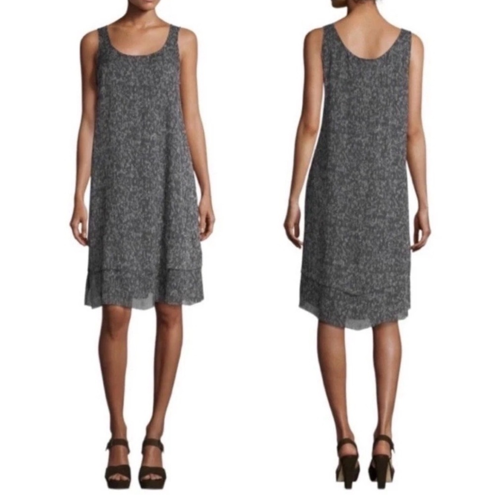 Eileen Fisher Charcoal Speckled Sleeveless Shift Dress